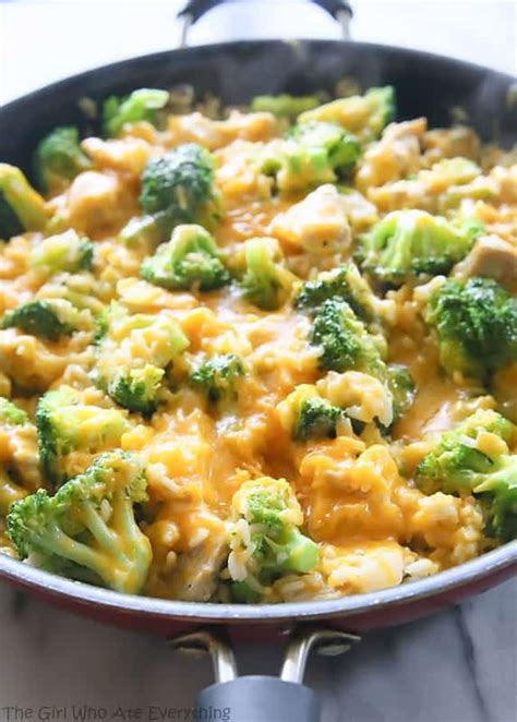 one pan cheesy chicken broccoli and rice.